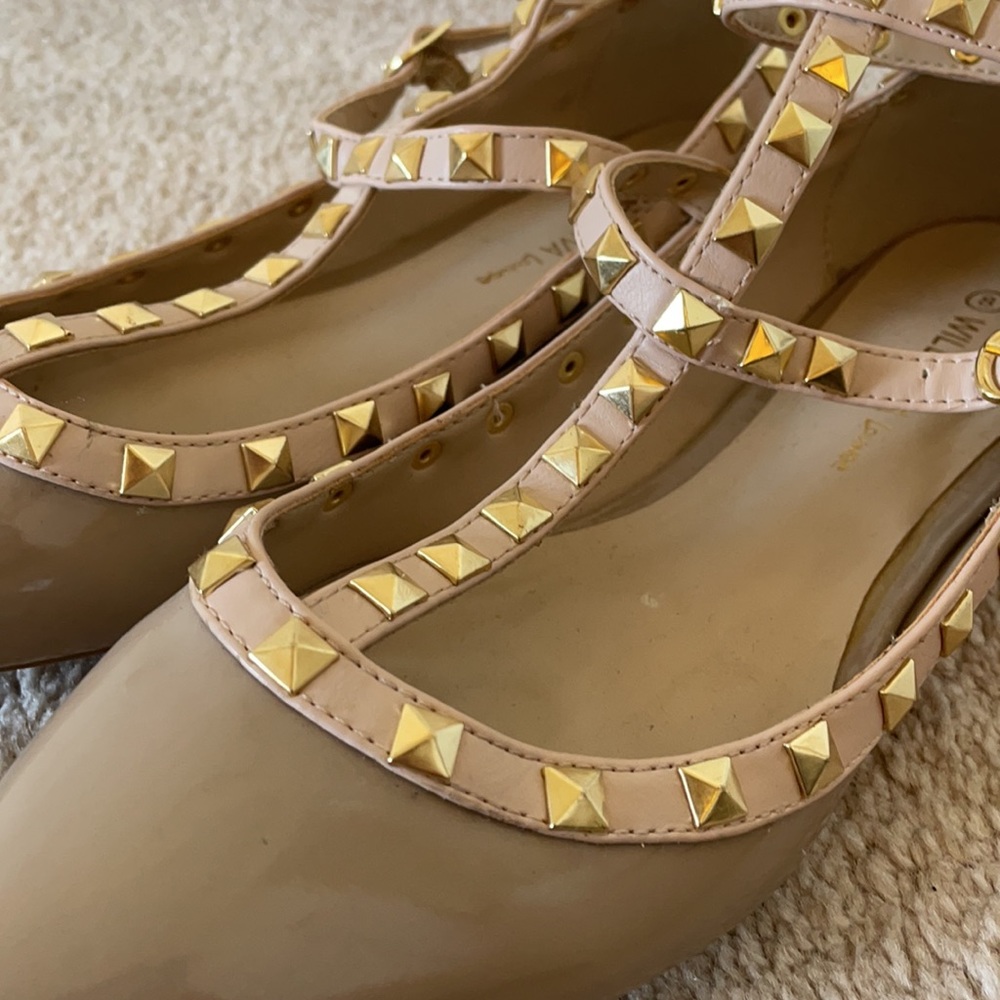 NWOT Wild Diva Studded Nude Flats - Picture 4 of 4